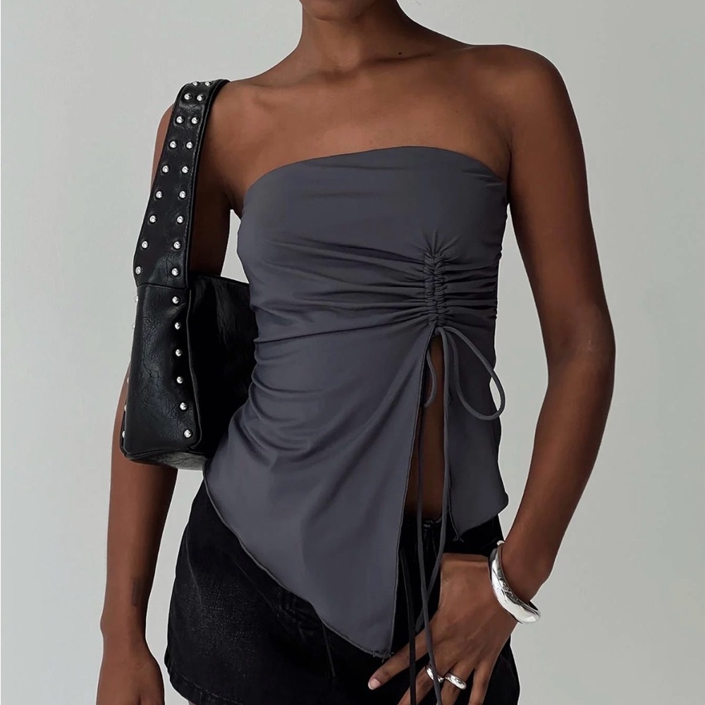 Princess Polly Dessy Strapless Top Slate